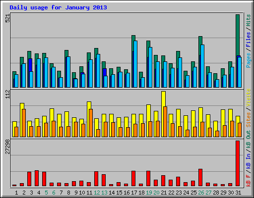 Daily usage for January 2013