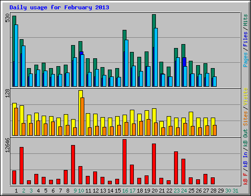 Daily usage for February 2013