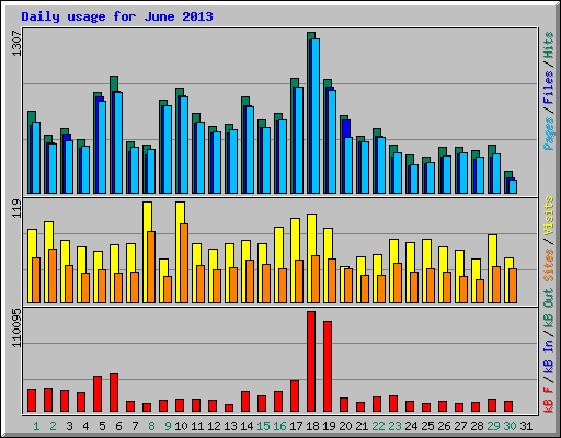 Daily usage for June 2013