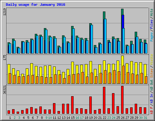 Daily usage for January 2016