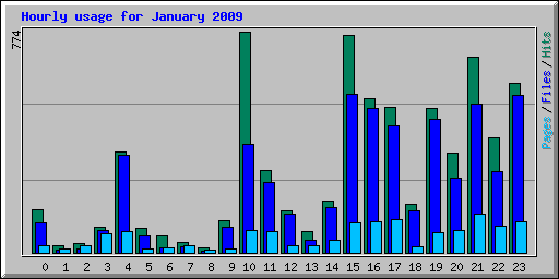 Hourly usage for January 2009