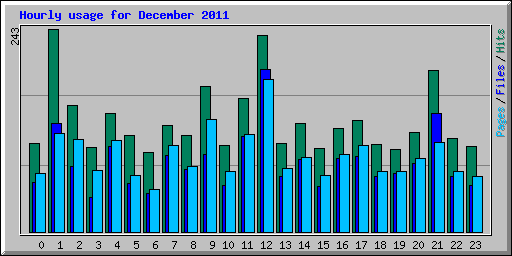 Hourly usage for December 2011