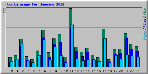 Hourly usage for January 2012