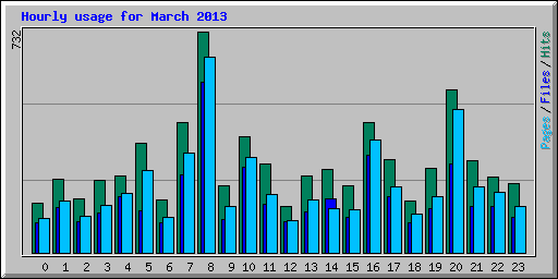 Hourly usage for March 2013