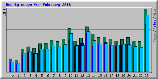 Hourly usage for February 2016